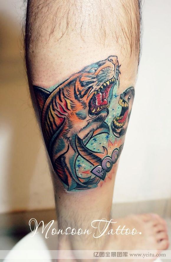 MonsoonTattoo工作室腿部纹身作品